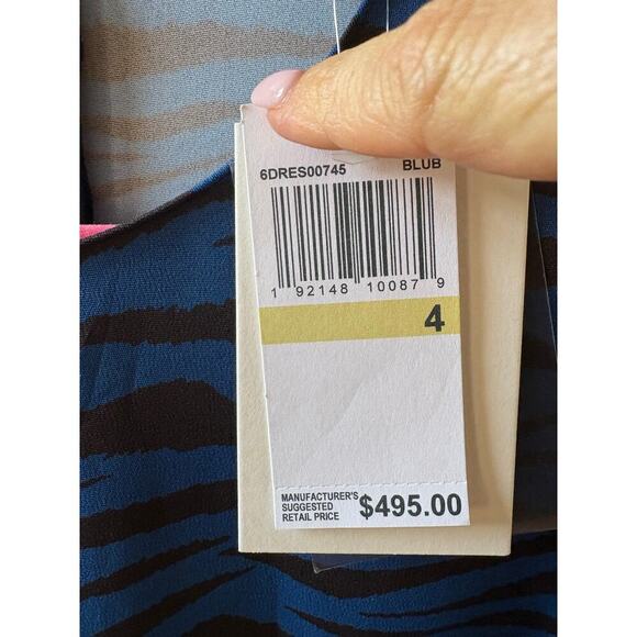 A.L.C. Blue Black Noelle Sheath Animal Print Dress sz 4. - Picture 11 of 14